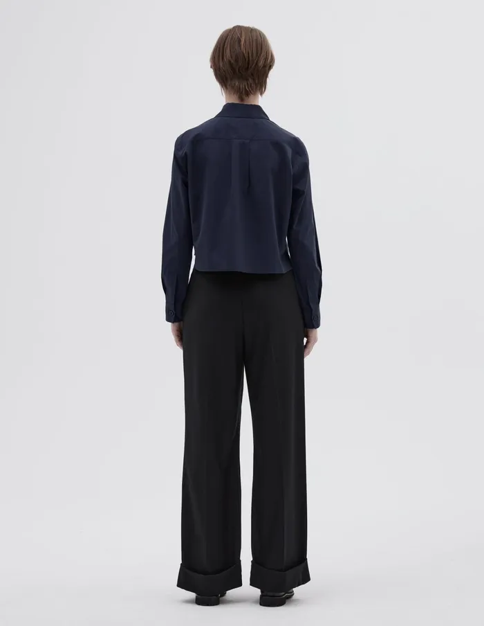 Women Mini Cropped Shirt Dark Navy Margaret Howell Shirts