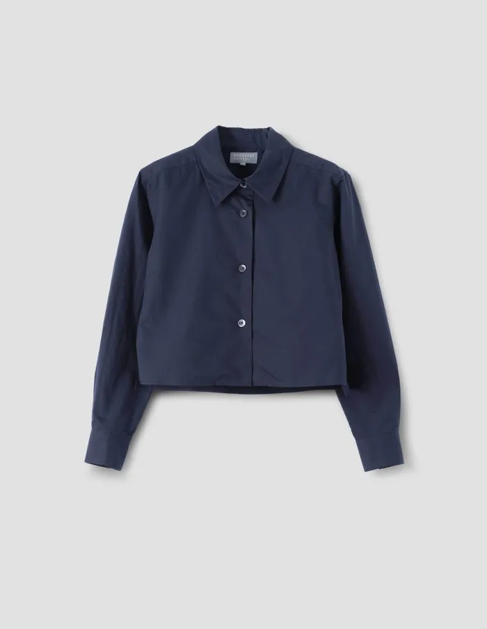 Women Mini Cropped Shirt Dark Navy Margaret Howell Shirts