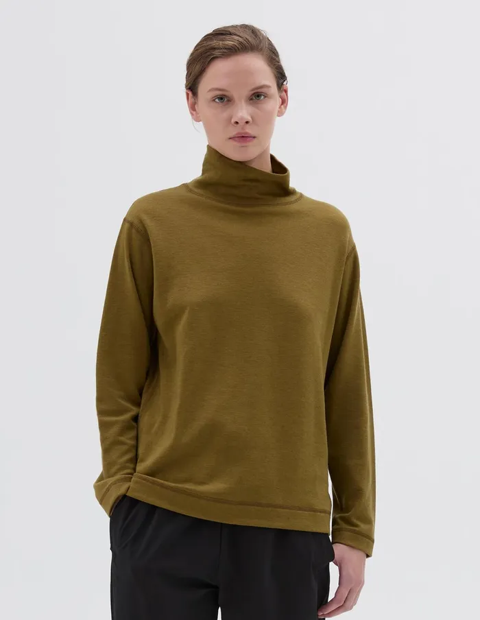 Women Mizuno Thermal Funnel Neck Ochre Margaret Howell Sportswear
