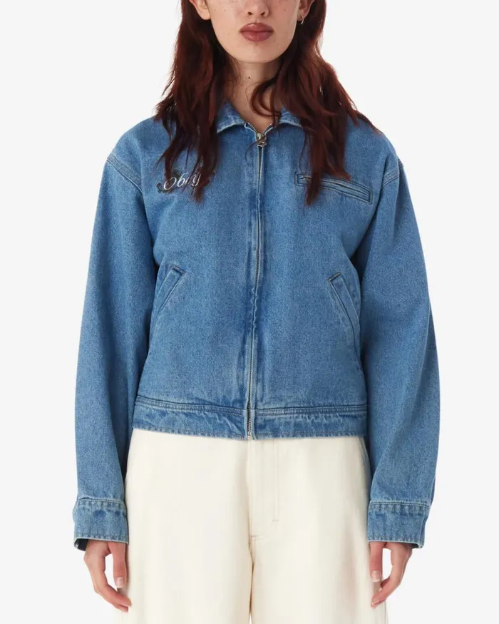Women NESSA BLOUSON JACKET Light Indigo OBEY Clothing Denim