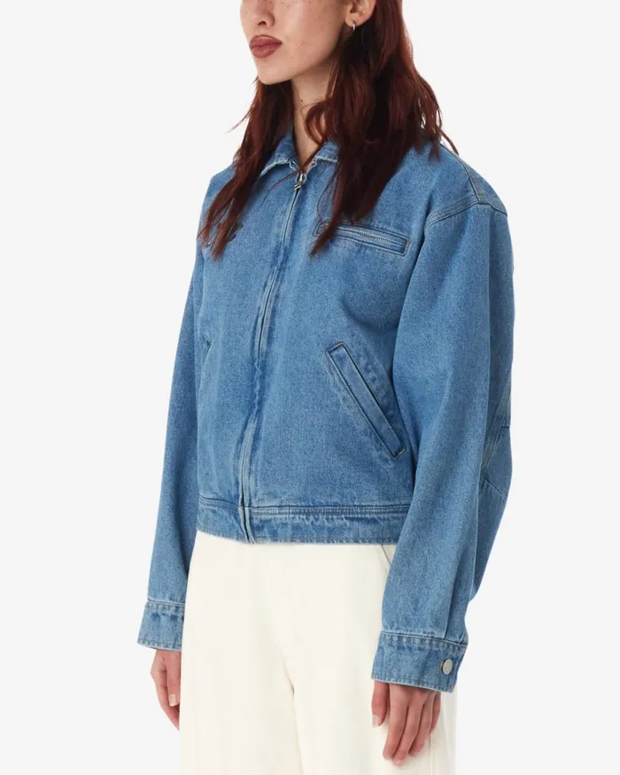 Women NESSA BLOUSON JACKET Light Indigo OBEY Clothing Denim
