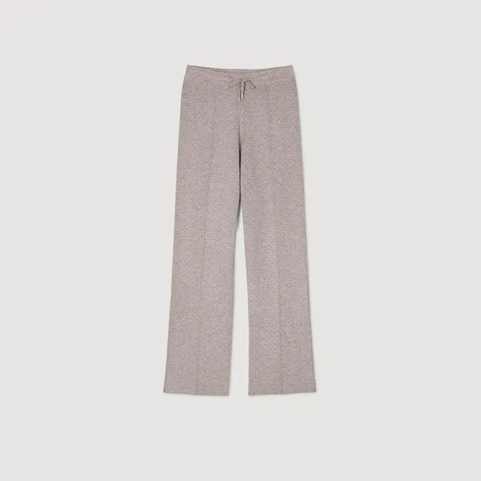 Women Pants and Shorts SANDRO Knit Rhinestonecovered Trousers Beige