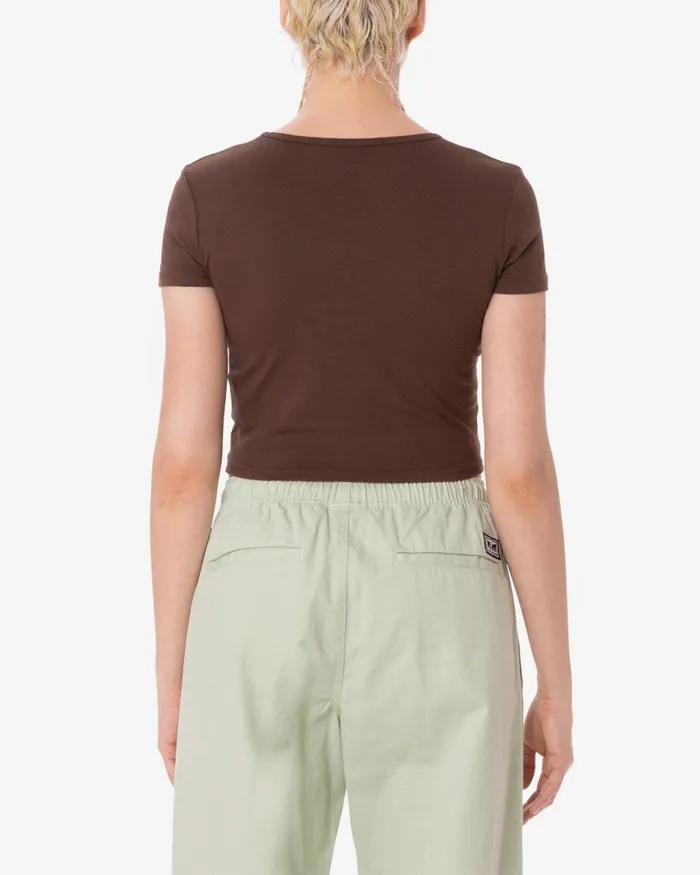 Women PEACE EYES CROPPED CHLOE TSHIRT Dark Brown OBEY Clothing TSHIRTS