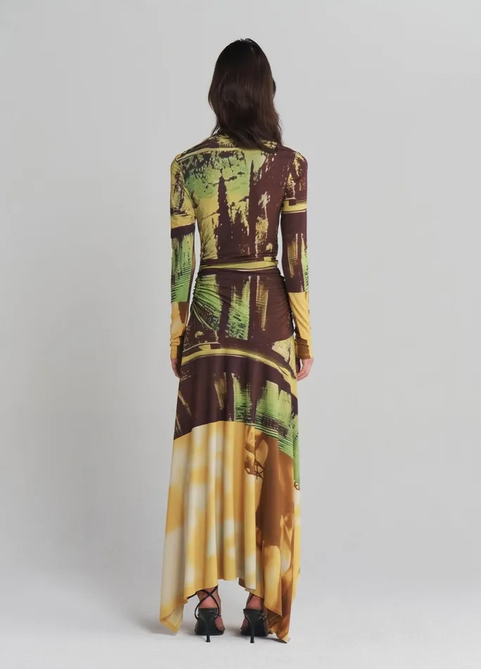 Women Printed Jersey Handkerchief Hem Midi Dress MONSE Dresses