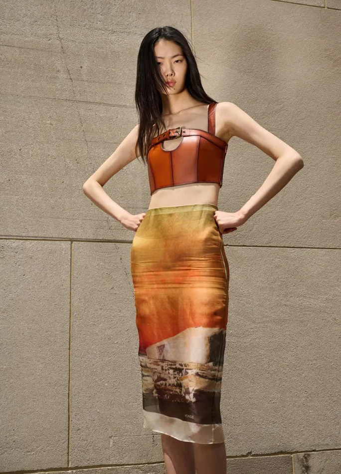 Women Printed Organza Pencil Skirt MONSE Bottoms