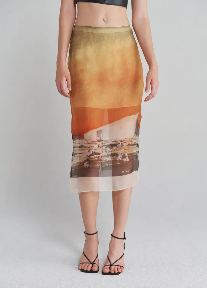Women Printed Organza Pencil Skirt MONSE Bottoms