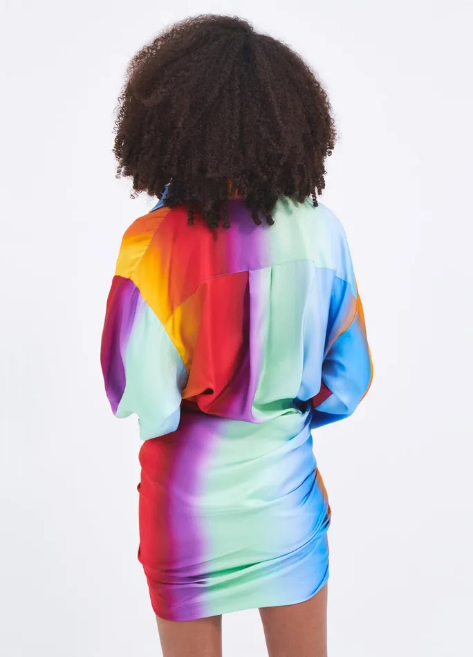 Women Rainbow Blur Wrapped Shirt Dress MONSE Dresses