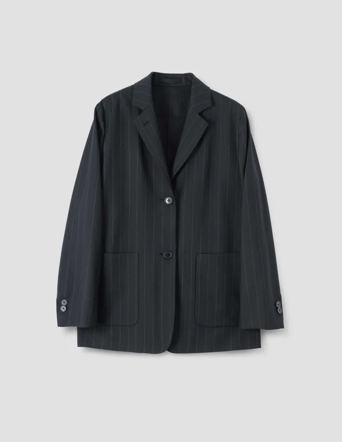 Women Relaxed Blazer Black Grey Margaret Howell Jackets and Coats