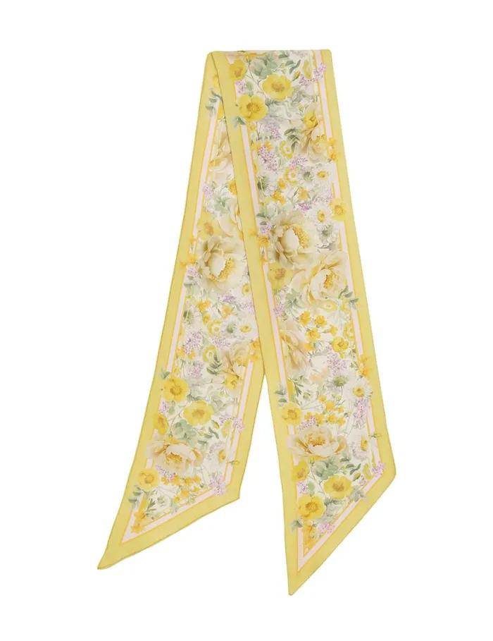 Women Scarves Zimmermann Printed Silk Neck Scarf Citrus Garden Print