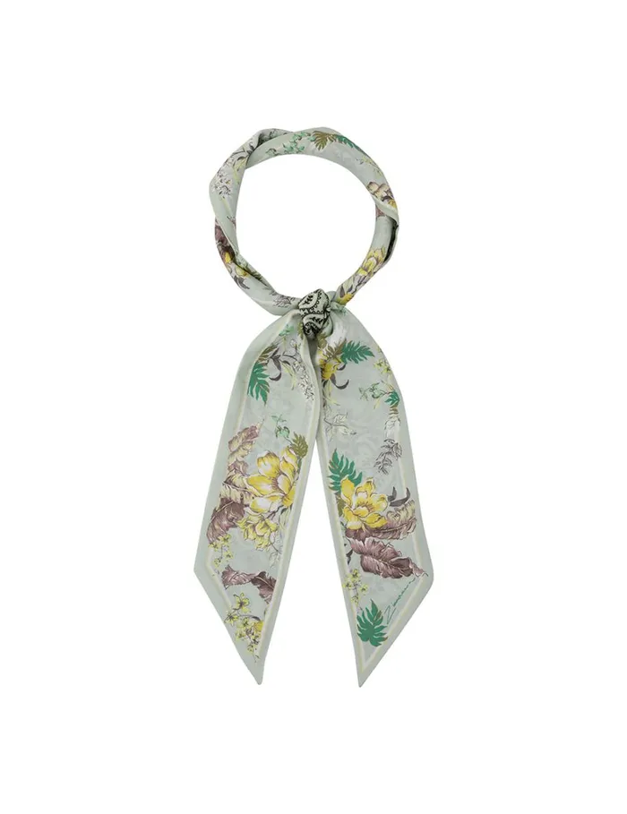 Women Scarves Zimmermann Printed Silk Ribbon Scarf Mint Tropical Floral