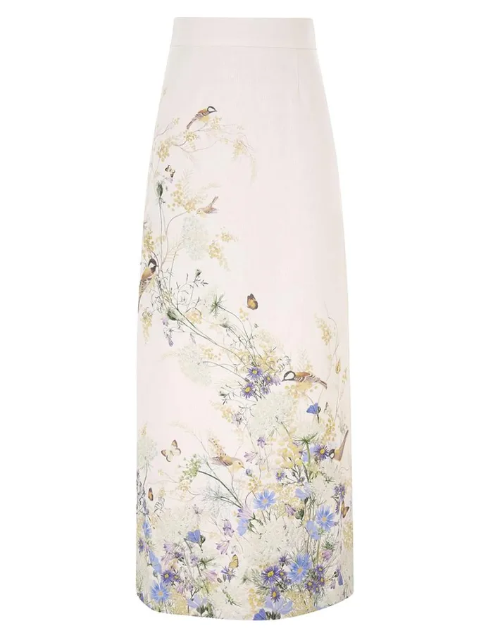 Women Skirts Zimmermann Harmony Pencil Midi Skirt Citrus Butterflies