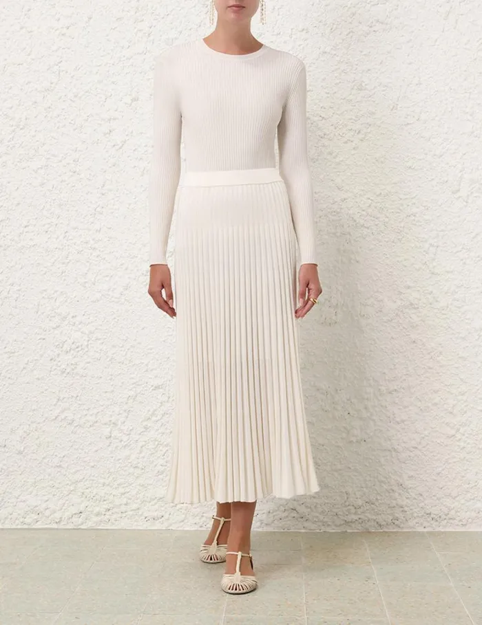 Women Skirts Zimmermann Pleated Midi Skirt Parchment