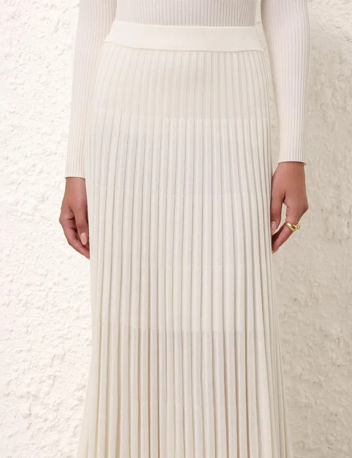 Women Skirts Zimmermann Pleated Midi Skirt Parchment