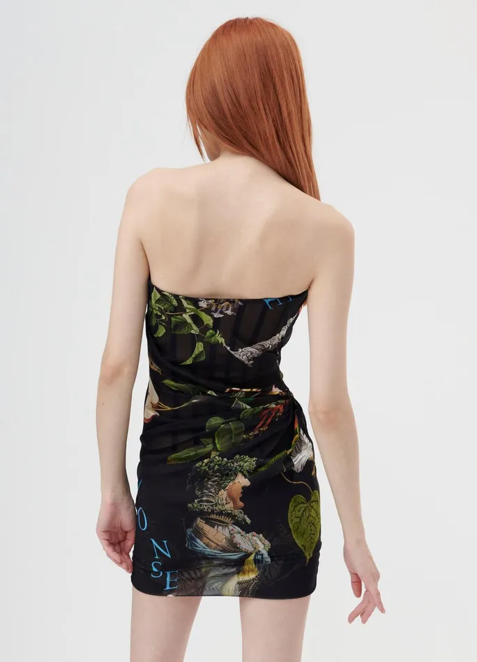 Women Strapless Print Draped Cocktail MONSE Dresses