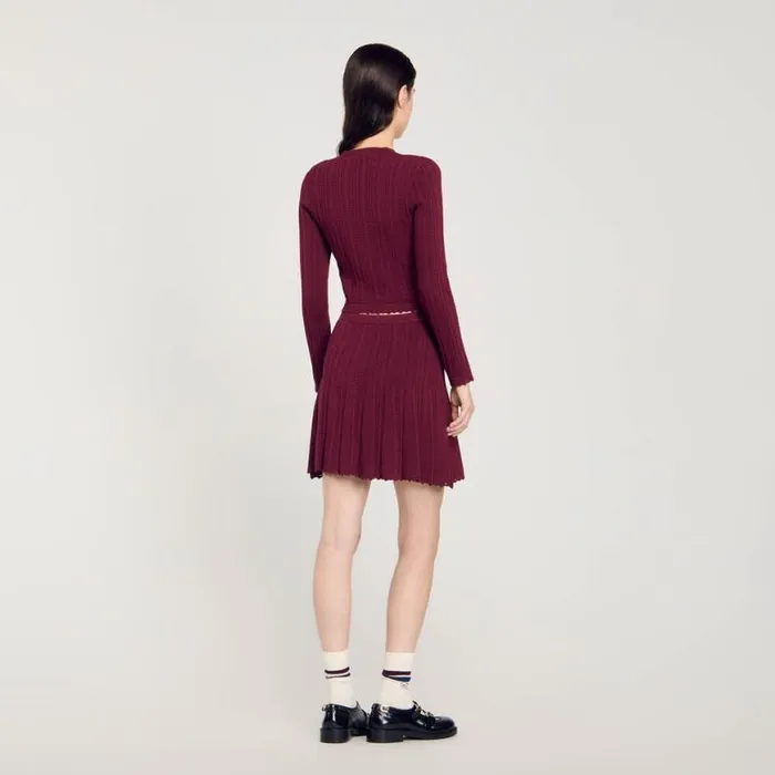 Women Sweaters and Cardigans SANDRO Cable Knit Cardigan Burgundy