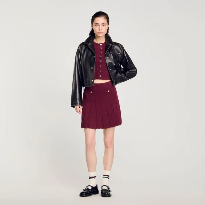 Women Sweaters and Cardigans SANDRO Cable Knit Cardigan Burgundy