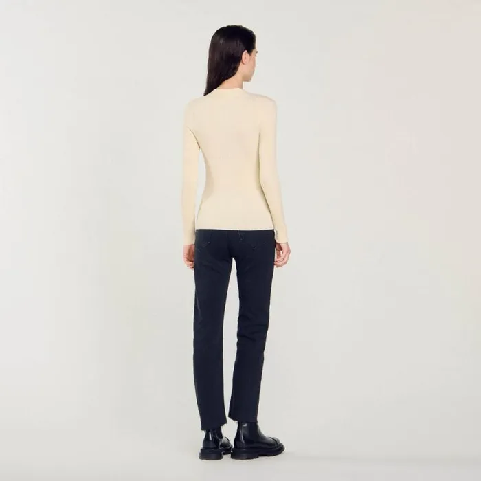 Women Sweaters and Cardigans SANDRO Knitted Cardigan Ecru