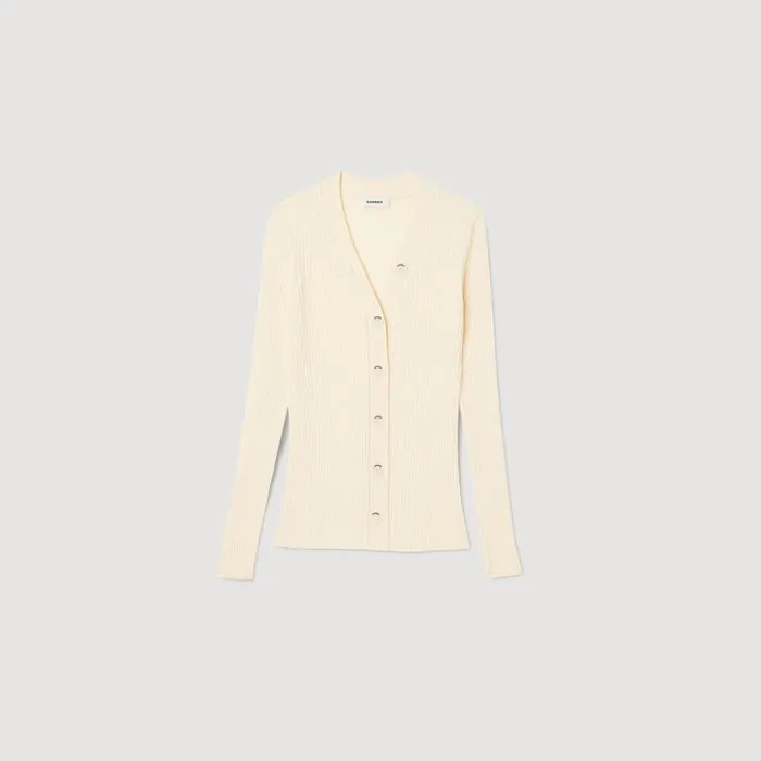 Women Sweaters and Cardigans SANDRO Knitted Cardigan Ecru