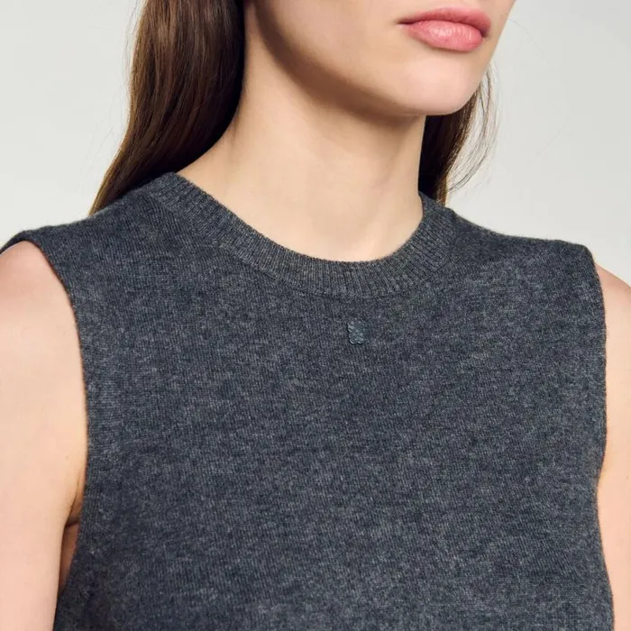 Women Sweaters and Cardigans SANDRO Sleeveless Sweater Dark Grey
