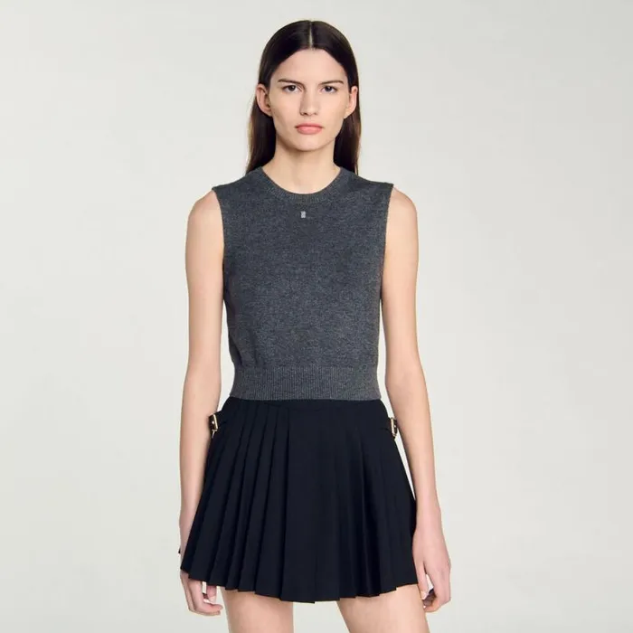 Women Sweaters and Cardigans SANDRO Sleeveless Sweater Dark Grey
