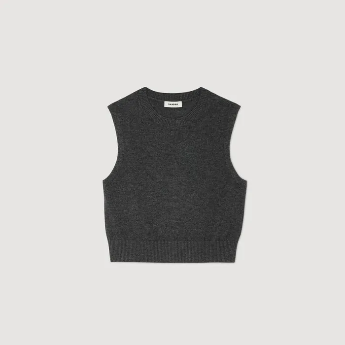 Women Sweaters and Cardigans SANDRO Sleeveless Sweater Dark Grey