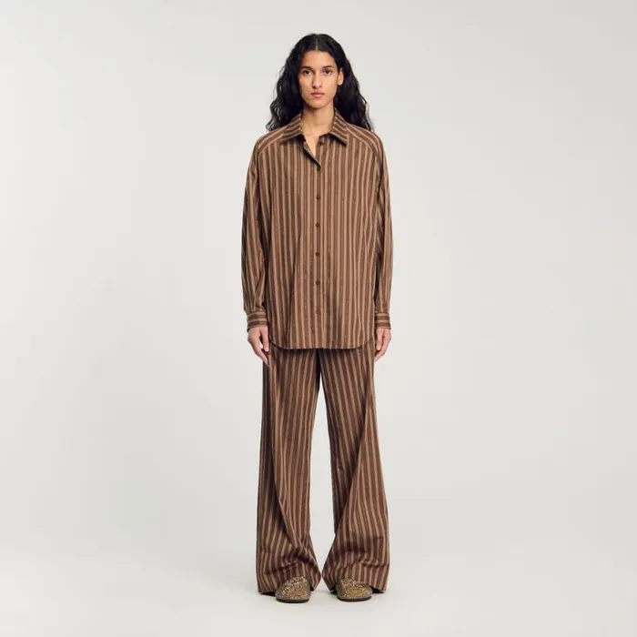 Women Tops and Shirts SANDRO Oversized Shirt Brown