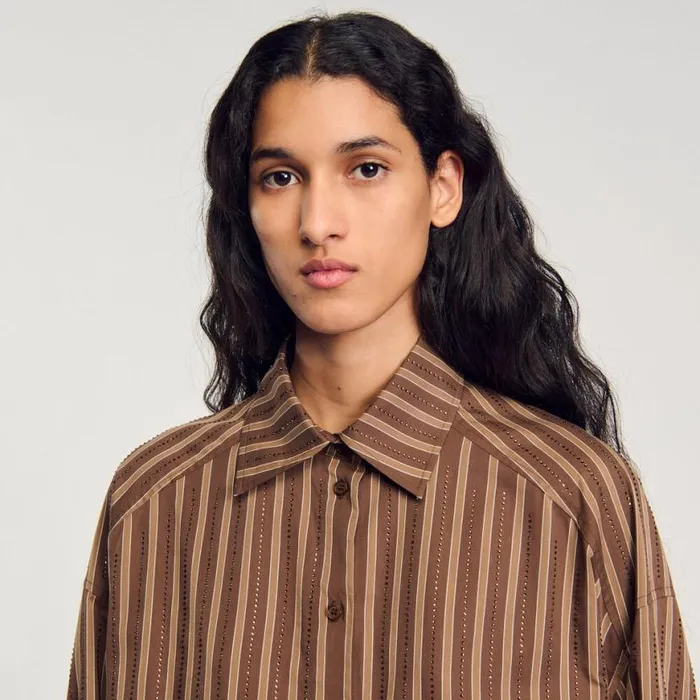 Women Tops and Shirts SANDRO Oversized Shirt Brown