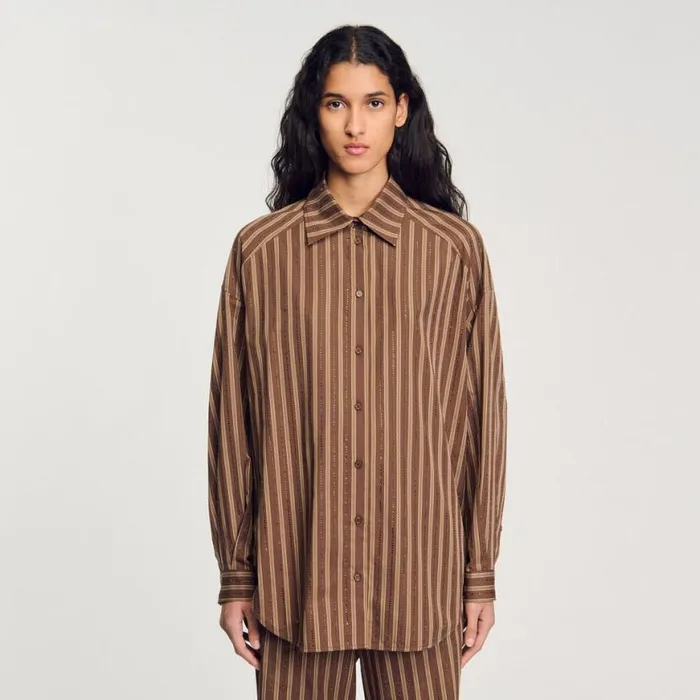 Women Tops and Shirts SANDRO Oversized Shirt Brown