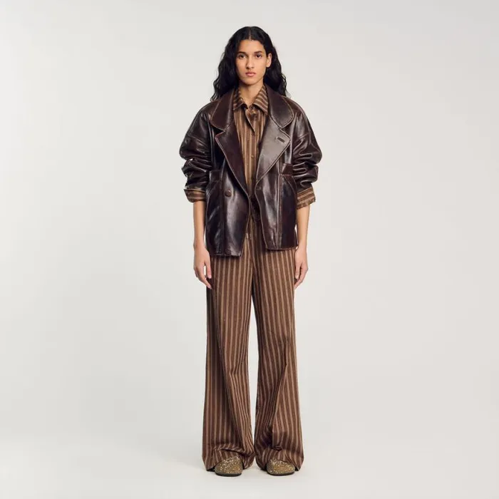 Women Tops and Shirts SANDRO Oversized Shirt Brown