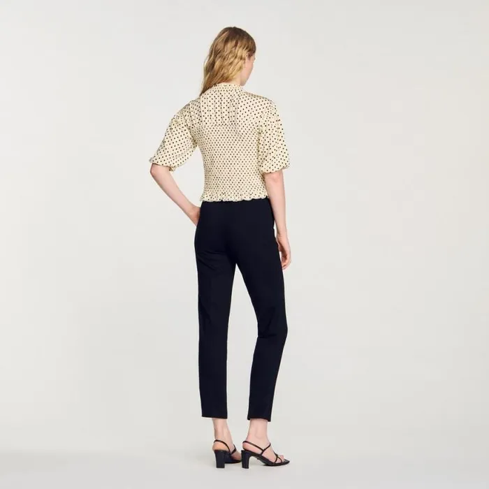 Women Tops and Shirts SANDRO Polka Dot TShirt Ecru Black