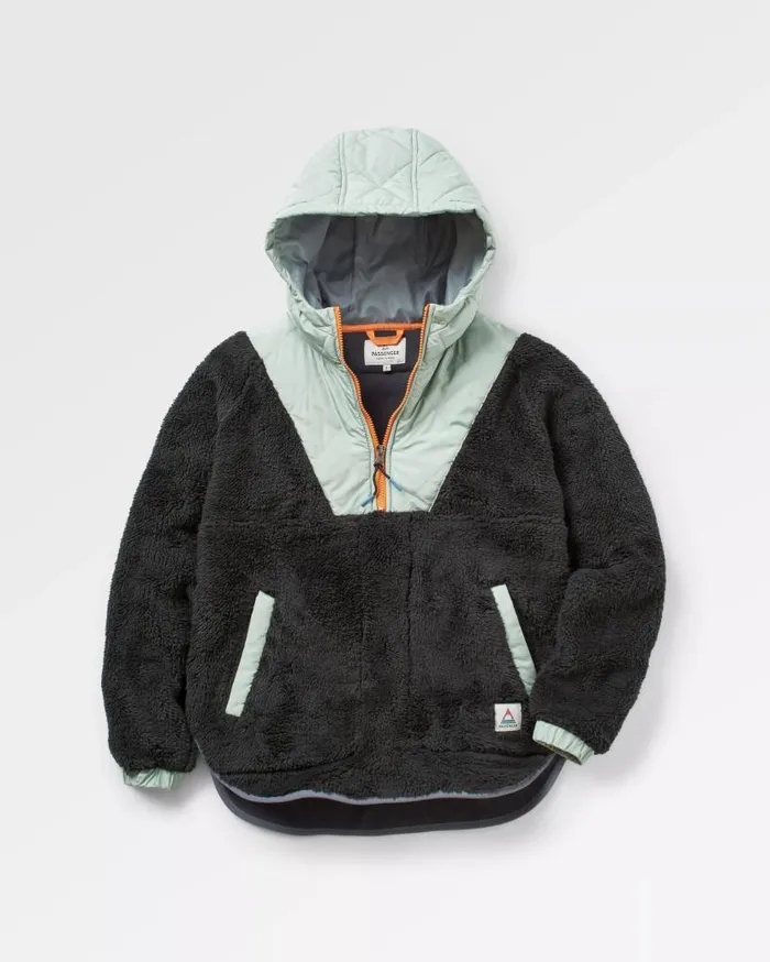 Women Tops Passenger Beaumont Recycled Sherpa Hooded Fleece Black Black