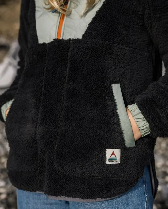 Women Tops Passenger Beaumont Recycled Sherpa Hooded Fleece Black Black