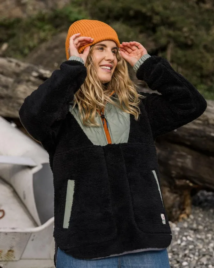 Women Tops Passenger Beaumont Recycled Sherpa Hooded Fleece Black Black