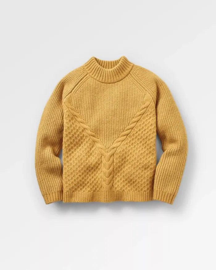Women Tops Passenger Cozy Cable Recycled Knitted Jumper Mustard Gold Mustard Gold