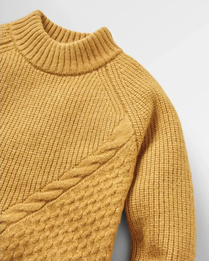 Women Tops Passenger Cozy Cable Recycled Knitted Jumper Mustard Gold Mustard Gold