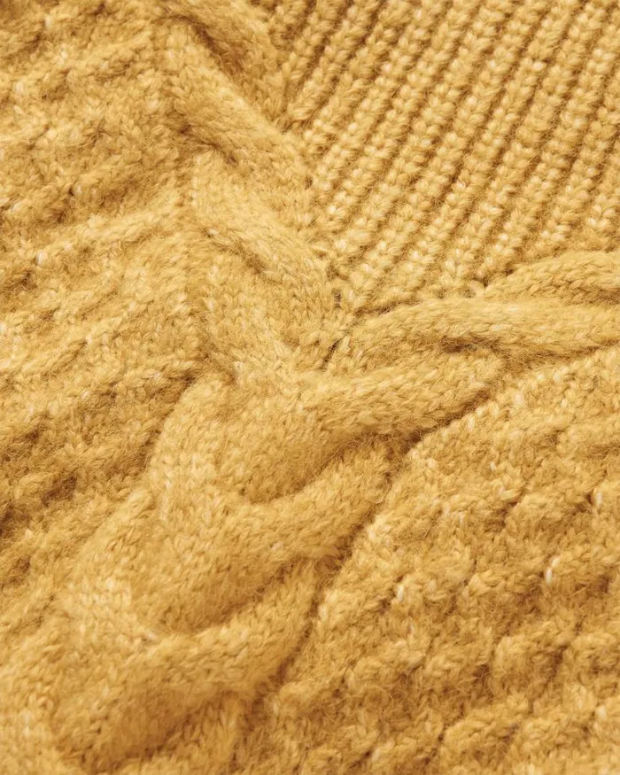 Women Tops Passenger Cozy Cable Recycled Knitted Jumper Mustard Gold Mustard Gold