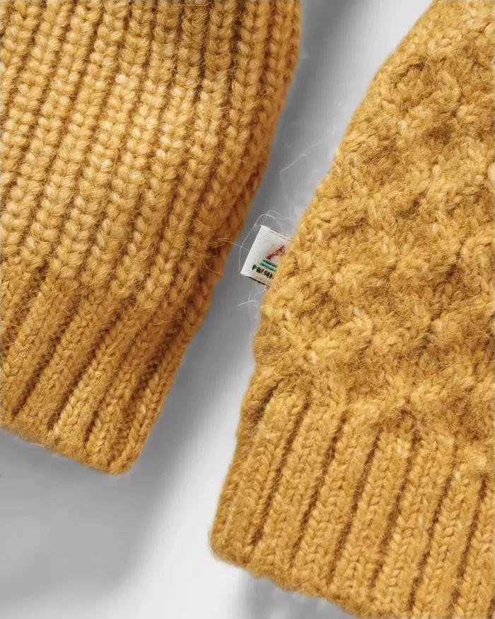 Women Tops Passenger Cozy Cable Recycled Knitted Jumper Mustard Gold Mustard Gold
