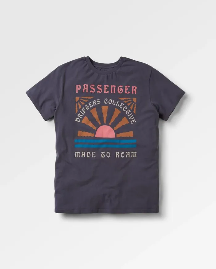 Women Tops Passenger Drifters Recycled Cotton TShirt Charcoal Charcoal