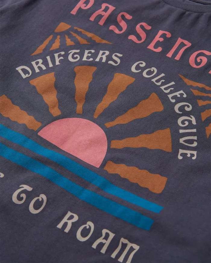 Women Tops Passenger Drifters Recycled Cotton TShirt Charcoal Charcoal