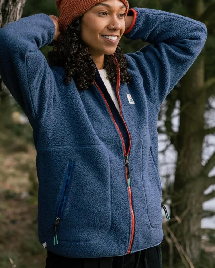 Women Tops Passenger Fairbanks 20 Full Zip Recycled Sherpa Fleece Dark Denim Dark Denim