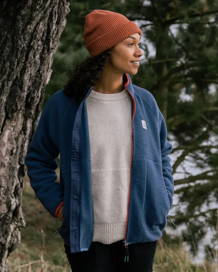 Women Tops Passenger Fairbanks 20 Full Zip Recycled Sherpa Fleece Dark Denim Dark Denim