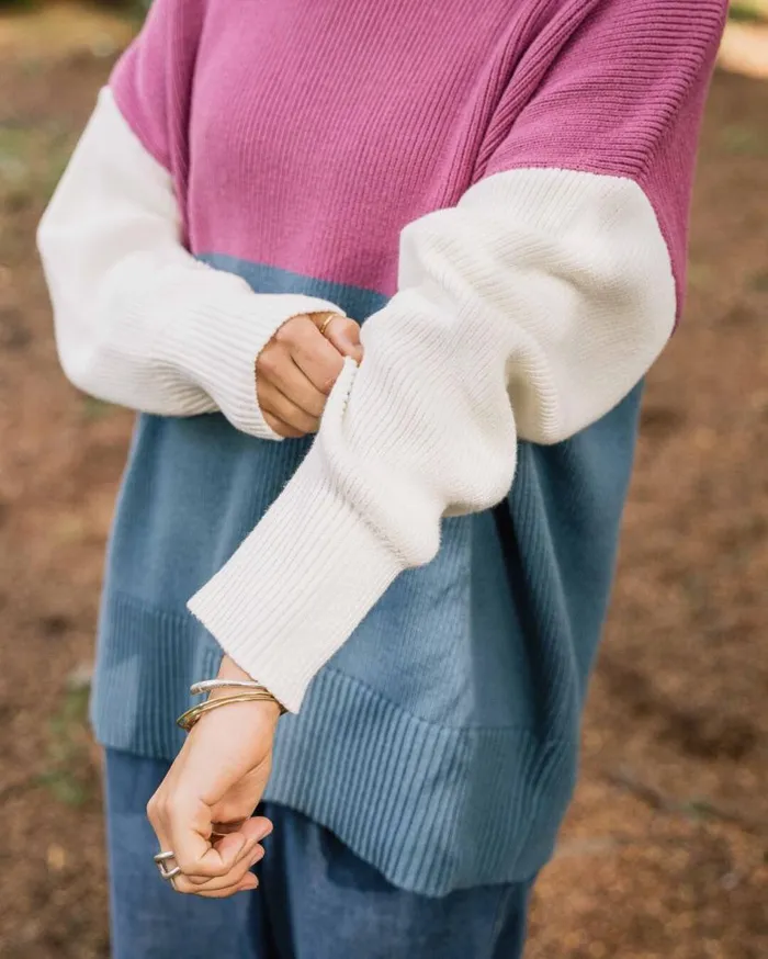Women Tops Passenger Gondwana Organic Oversized Knitted Jumper Washed Blue Washed Blue