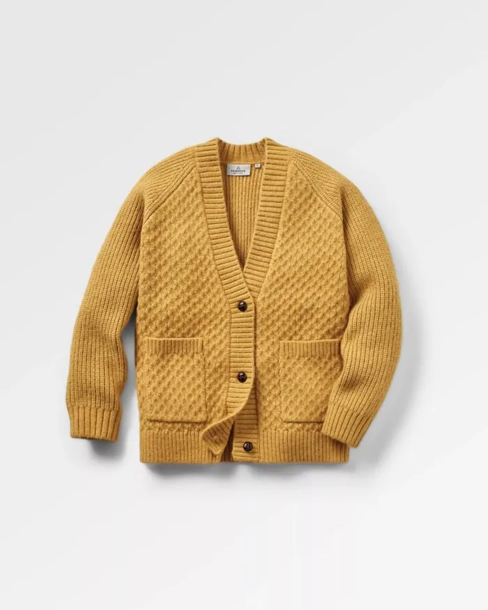 Women Tops Passenger Homey Recycled Knitted Cable Cardigan Mustard Gold Mustard Gold