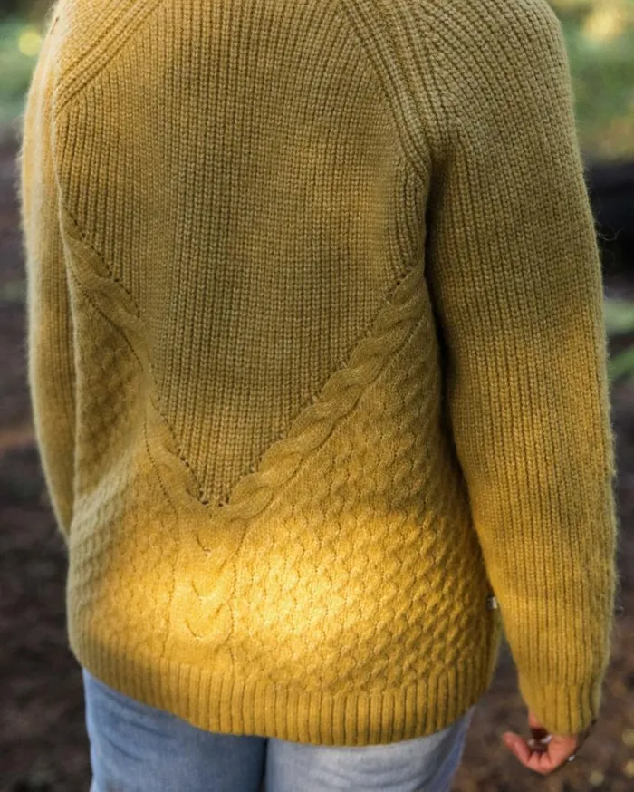Women Tops Passenger Homey Recycled Knitted Cable Cardigan Mustard Gold Mustard Gold