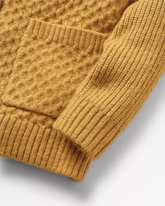Women Tops Passenger Homey Recycled Knitted Cable Cardigan Mustard Gold Mustard Gold
