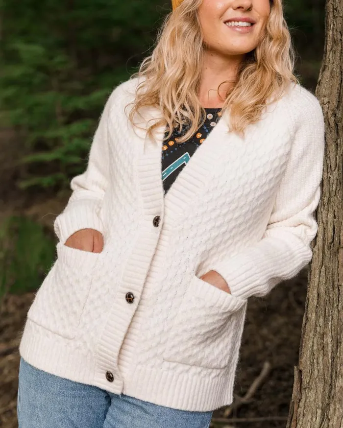 Women Tops Passenger Homey Recycled Knitted Cable Cardigan Off White Off White