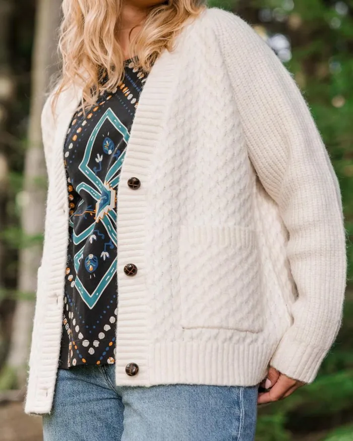 Women Tops Passenger Homey Recycled Knitted Cable Cardigan Off White Off White