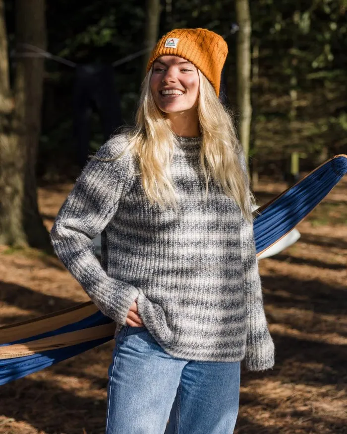 Women Tops Passenger Mountainside Mock Neck Recycled Knitted Jumper Multi Grey Multi Grey Women Tops Passenger Mountainside Mock Neck Recycled Knitted Jumper Multi Grey Multi Grey