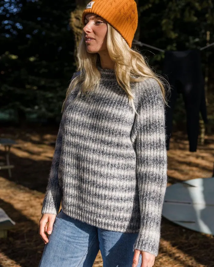 Women Tops Passenger Mountainside Mock Neck Recycled Knitted Jumper Multi Grey Multi Grey