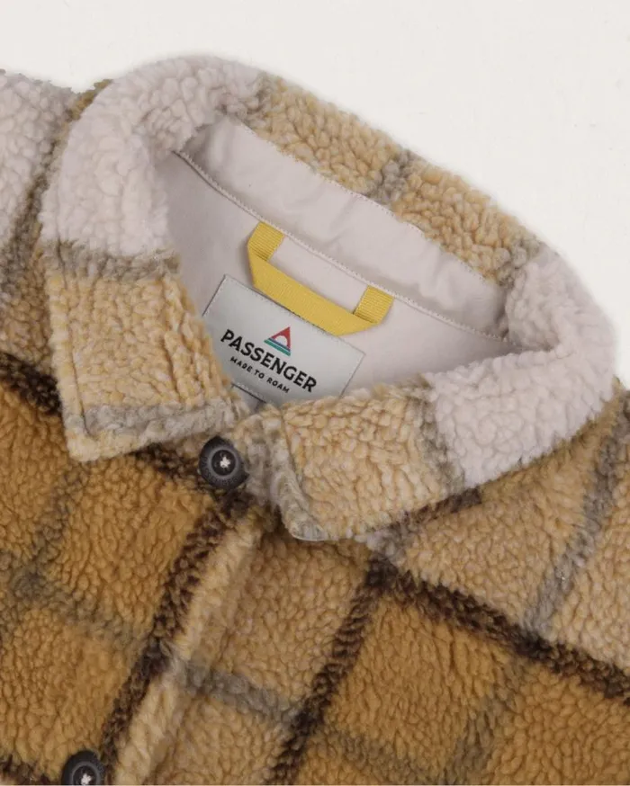 Women Tops Passenger Olympus Yarn Dye Recycled Sherpa Fleece Shirt Honey Check Honey Check
